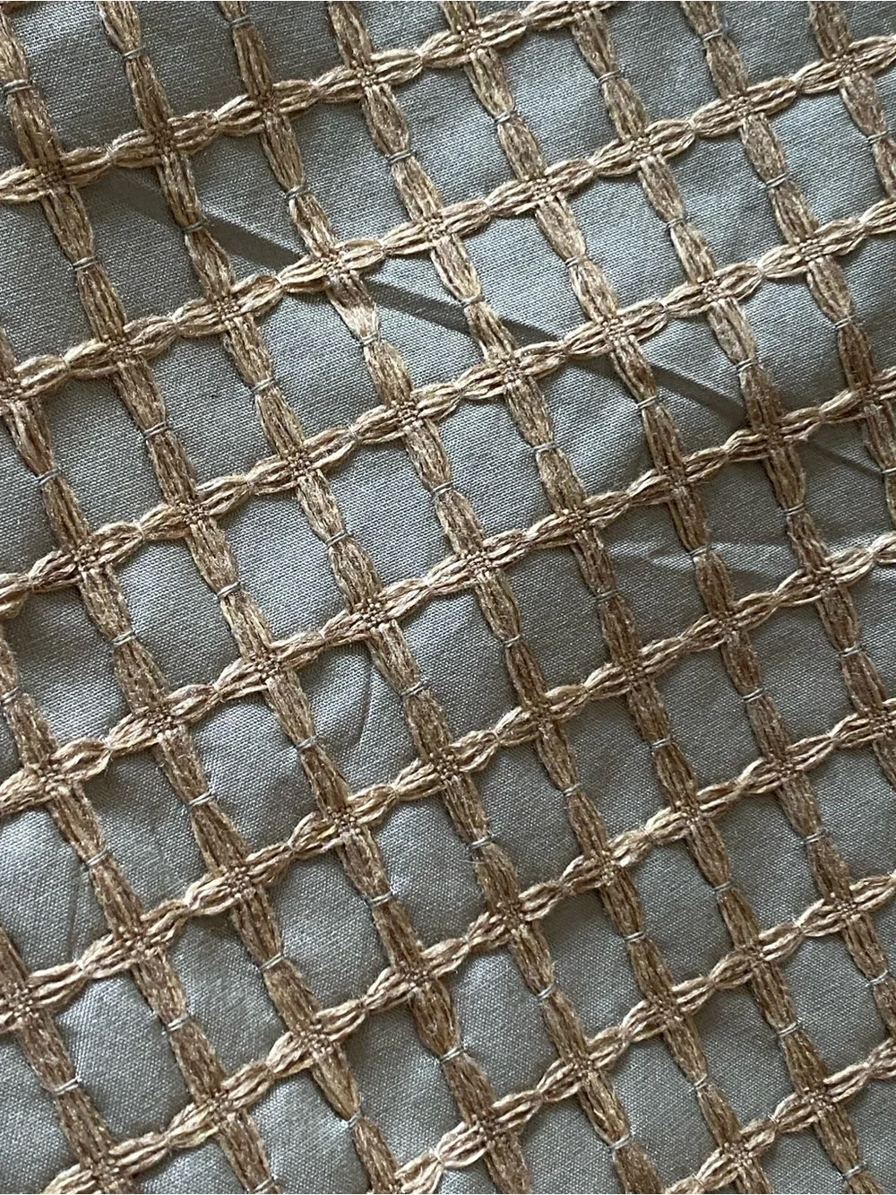 Pier 1 Imports Embroidered Curtain Panels Set of 4 50x86 Beige sage Lattice New - Picture 7 of 7